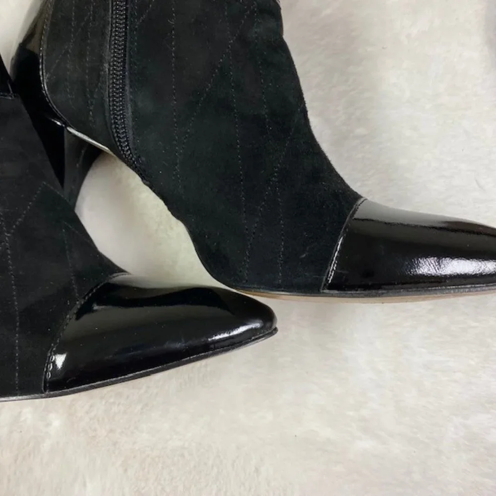 Franco Sarto‎ LAUGH Bootie Suede & Patent Leather Heels, size 8.5